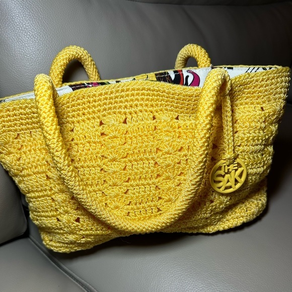 NWOT Crocheted Bag by SAK Bright Yellow - Great for Vacations and Casual Days - Picture 1 of 8